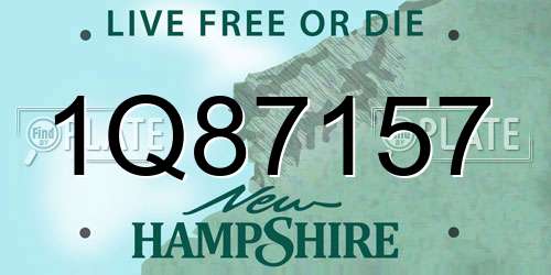 1Q87157 New Hampshire License Plate