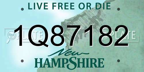 1Q87182 New Hampshire License Plate