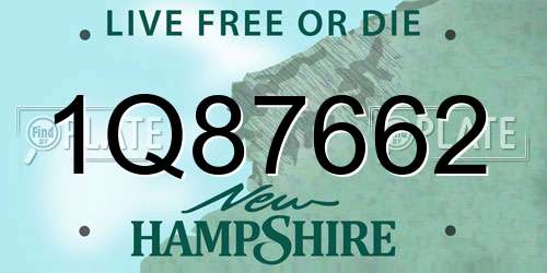 1Q87662 New Hampshire License Plate