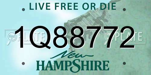 1Q88772 New Hampshire License Plate