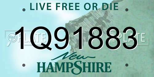 1Q91883 New Hampshire License Plate