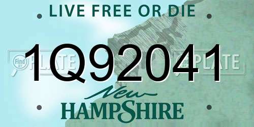 1Q92041 New Hampshire License Plate