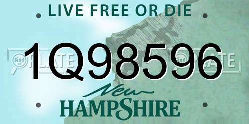 1Q98596 New Hampshire License Plate