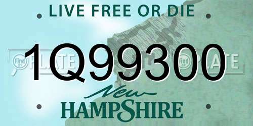 1Q99300 New Hampshire License Plate