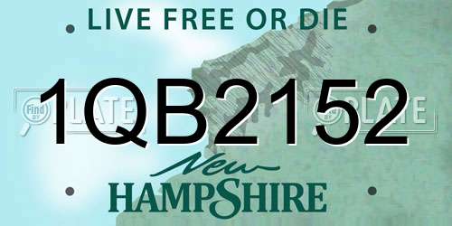 1QB2152 New Hampshire License Plate