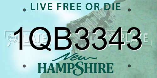 1QB3343 New Hampshire License Plate