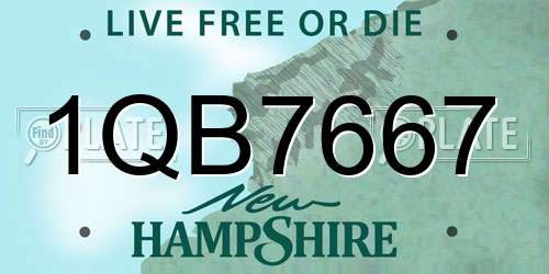 1QB7667 New Hampshire License Plate
