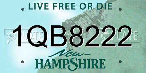 1QB8222 New Hampshire License Plate