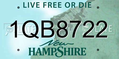 1QB8722 New Hampshire License Plate