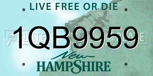 1QB9959 New Hampshire License Plate