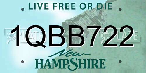 1QBB722 New Hampshire License Plate