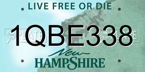 1QBE338 New Hampshire License Plate