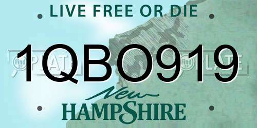 1QBO919 New Hampshire License Plate