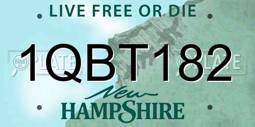 1QBT182 New Hampshire License Plate