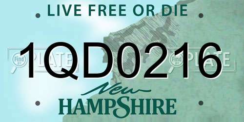 1QD0216 New Hampshire License Plate