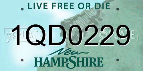 1QD0229 New Hampshire License Plate