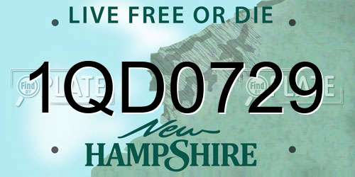 1QD0729 New Hampshire License Plate