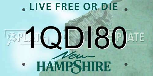 1QDI80 New Hampshire License Plate