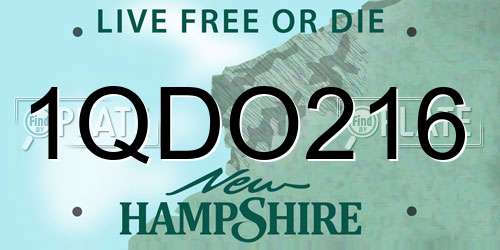 1QDO216 New Hampshire License Plate