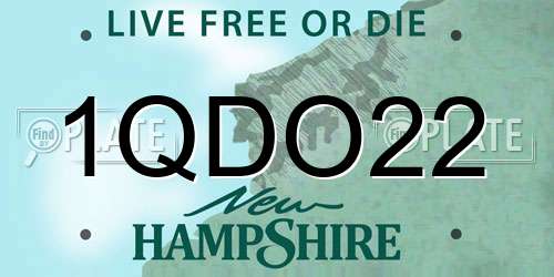 1QDO22 New Hampshire License Plate