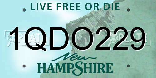 1QDO229 New Hampshire License Plate