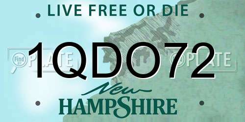 1QDO72 New Hampshire License Plate