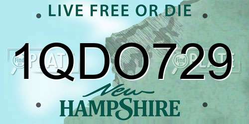 1QDO729 New Hampshire License Plate