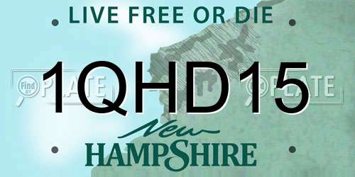 1QHD15 New Hampshire License Plate