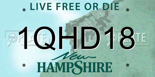 1QHD18 New Hampshire License Plate