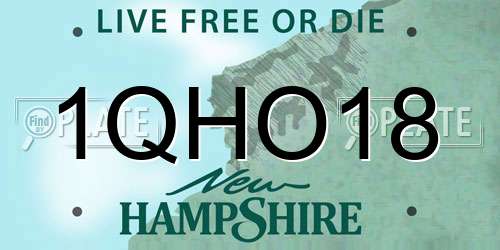 1QHO18 New Hampshire License Plate