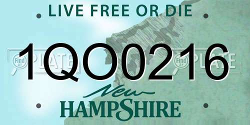 1QO0216 New Hampshire License Plate