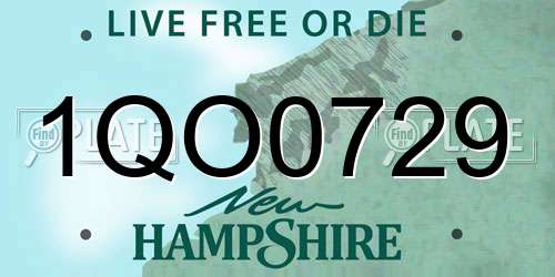 1QO0729 New Hampshire License Plate