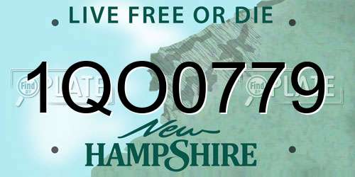1QO0779 New Hampshire License Plate