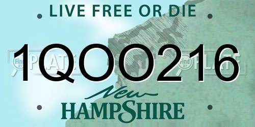 1QOO216 New Hampshire License Plate