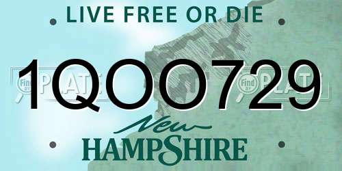 1QOO729 New Hampshire License Plate