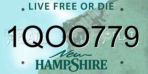 1QOO779 New Hampshire License Plate