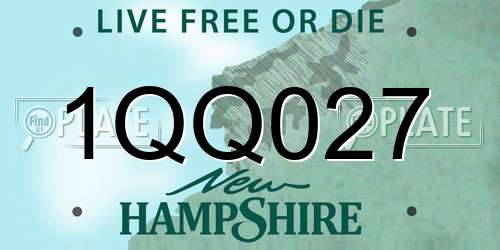 1QQ027 New Hampshire License Plate