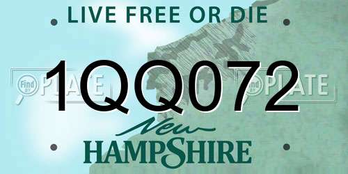 1QQ072 New Hampshire License Plate