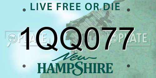1QQ077 New Hampshire License Plate