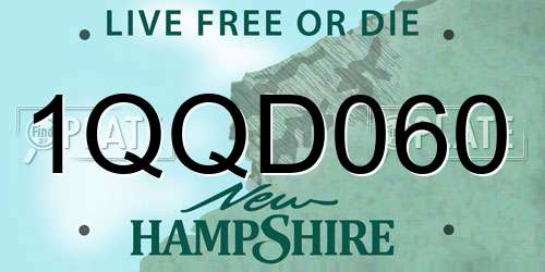 1QQD060 New Hampshire License Plate