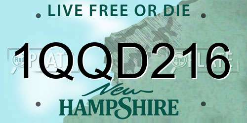 1QQD216 New Hampshire License Plate