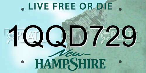 1QQD729 New Hampshire License Plate