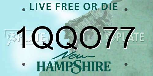 1QQO77 New Hampshire License Plate