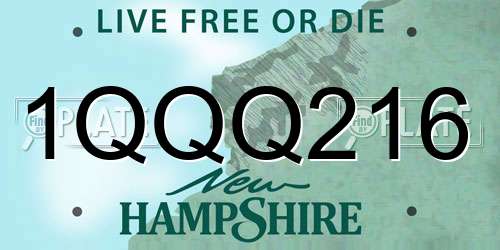 1QQQ216 New Hampshire License Plate