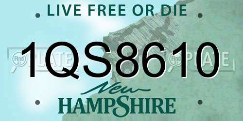 1QS8610 New Hampshire License Plate