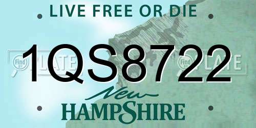 1QS8722 New Hampshire License Plate