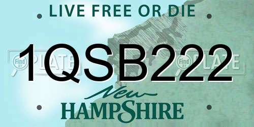 1QSB222 New Hampshire License Plate