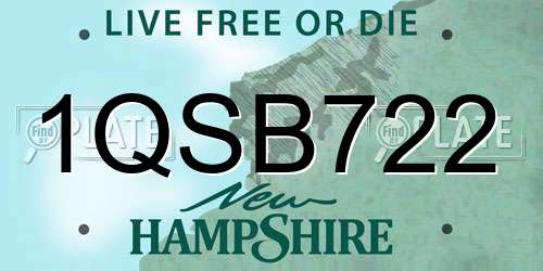 1QSB722 New Hampshire License Plate
