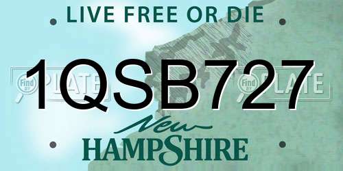 1QSB727 New Hampshire License Plate