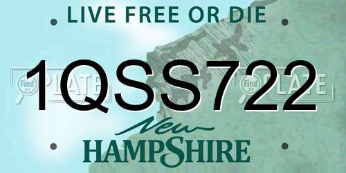 1QSS722 New Hampshire License Plate
